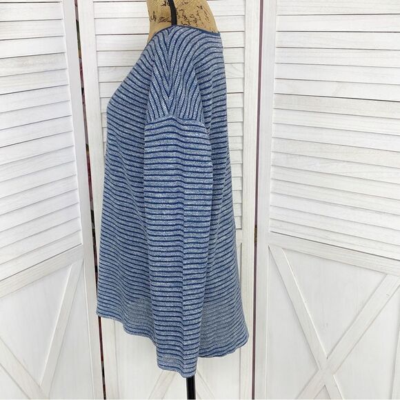 Lou & Grey Striped Knit Tunic Pullover Top Blue Large - Picture 2 of 11